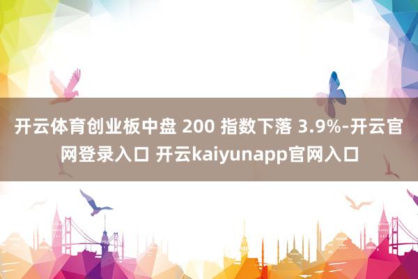 开云体育创业板中盘 200 指数下落 3.9%-开云官网登录入口 开云kaiyunapp官网入口