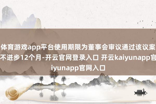 体育游戏app平台使用期限为董事会审议通过该议案之日起不进步12个月-开云官网登录入口 开云kaiyunapp官网入口